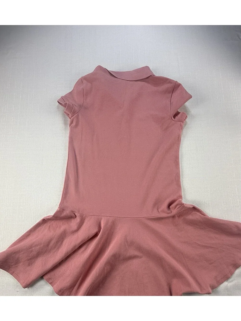 NWT Polo Ralph Lauren Girls Polo Dress Pink Drop Waist Ruffle Hem L 12-14 Cotton